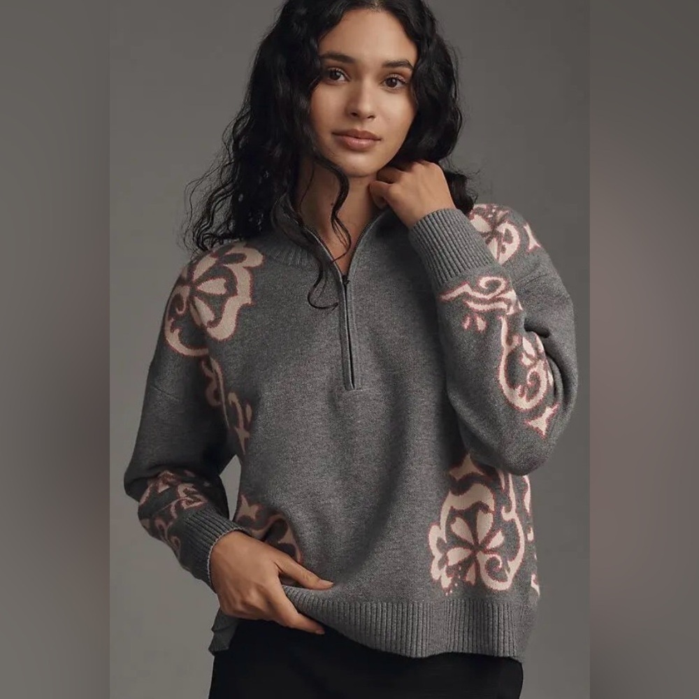 Anthropologie Montana Mock-Neck Half-Zip Sweater Size Small NWT